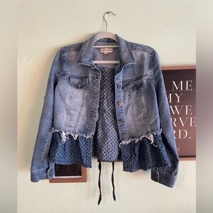 Knox Rose Blue Jean Jacket with Lace Hem